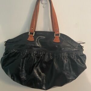 Elegant Black and Tan Shoulder Bag